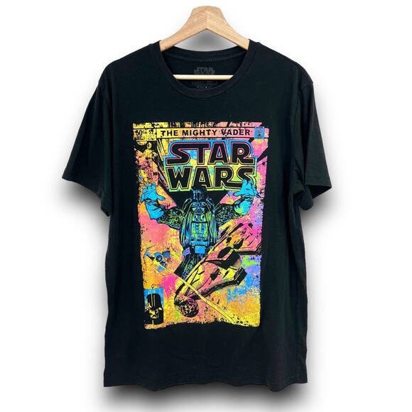 Star Wars LARGE The Mighty Vader Comic Book Graphic Tee Shirt T-Shirt Mens Black - Picture 2 of 9